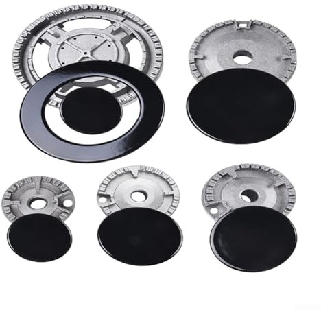 1Set Cooker HatSet,Stove Lid Flame Cap for Gas Stove Burner Lid with 6 Gas Range Hoods and 5 Gas Range Flame Diffusers(Flat)