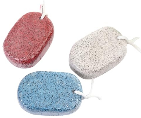 MERRYHAPY 2 Stück Fuß Bimsstein Rund Natürliches Material Hornhautentferner Ergonomisch für Pediküre und Hautpeeling Fußpflege Zubehör für Abgestorbene Haut und Zufällige Farbe