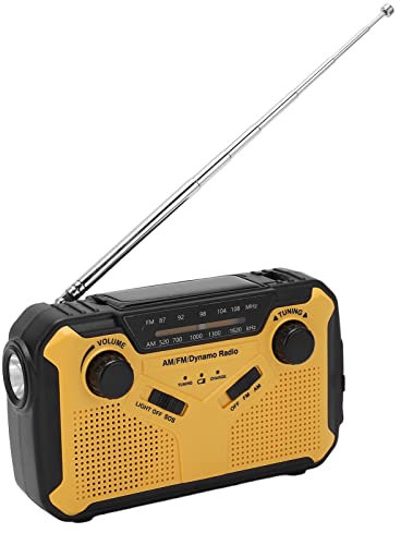 Weather Radio, Multifunction 4 Power Supply AM FM NOAA Emergency Radio with Adjustable Brightness for Camping, Outdoor (Yellow)