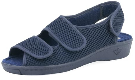 JOMIX Pantofole Donna Estive Ciabatte Punta Aperta da Anziani Sandali Bassi Comodi con Strappo Scarpe da Casa Lavabile in Lavatrice ES2501 Blu 42