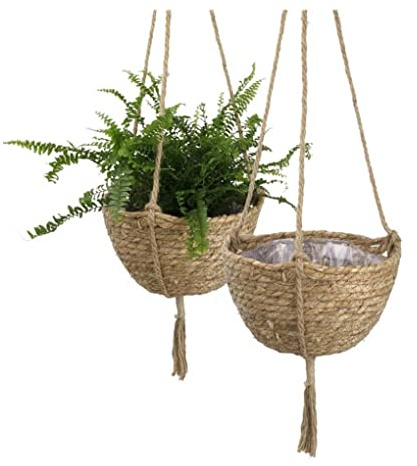 SMELEYOU Fioriera sospesa in alga marina, in tessuto, per interni ed esterni, 2 pezzi, accessorio decorativo per la casa