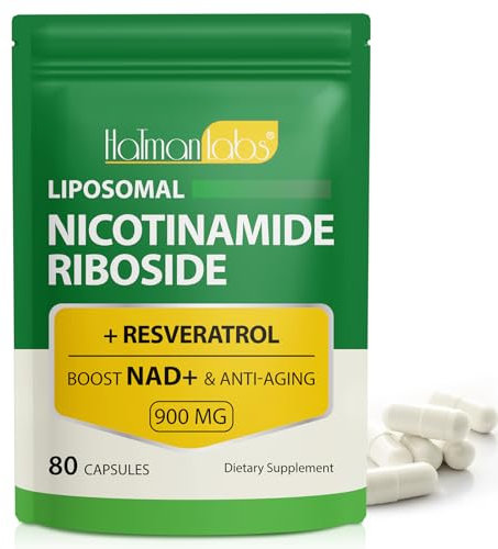Liposomal NAD+ Supplement with Trans Resveratrol, NAD Nicotinamide Riboside Resveratrol 900mg Supplement for Anti-Aging, Energy, Focus - Gluten-Free, Non-GMO- 80 Capsules