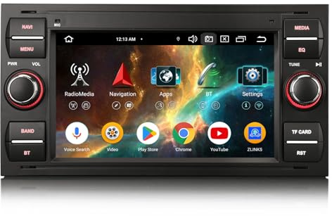 Erisin 8 Kern Android 16 Autoradio 4GB+64GB mit Bluetooth Für Ford Focus C-Max S-Max Galaxy Kuga Fiesta Transit GPS Navigation Drahtloses CarPlay Android Auto WiFi 4G AM/FM Radio RDS Touchscreen DAB+
