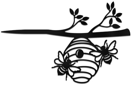 WADORN Colmena de metal para decoración de árbol al aire libre, abejas de miel, silueta de árbol de jardín, estacas de insectos, adornos al aire libre, colmena de regalo, adornos de árbol al aire