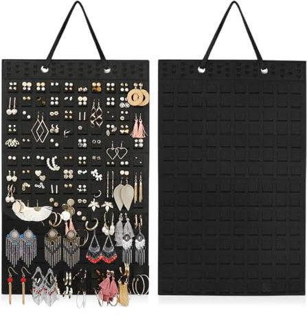 GIDWRIY Organizador Joyas Colgante Puerta, Organizador Bisuteria Pared, Colgador de Collares para Armario, Hanging Jewelry Organizer, Cuelga Pendientes Pared,Soporte para Colgar Joyas para Pared-Negro