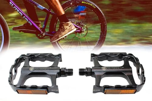 Fahrrad Pedale, mit Reflektoren, breite Trittfläche, einteiliger Aluminiumkörper mit CrMo-Achse, Industrielager, ideal für Tour Trekking MTB