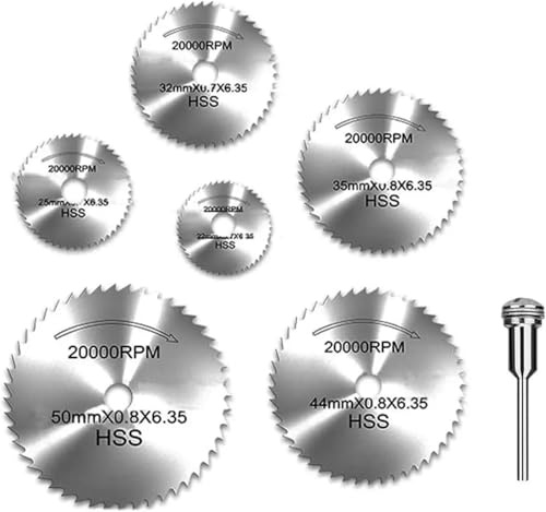 Kreissägeblatt, 7-teilig, Kreissägeblatt aus Stahl und Metall, Scheibenradblätter, Schaft, Mini-HSS-Sägeblätter mit Dornen, Bohrer, Lager, Rotationsholz