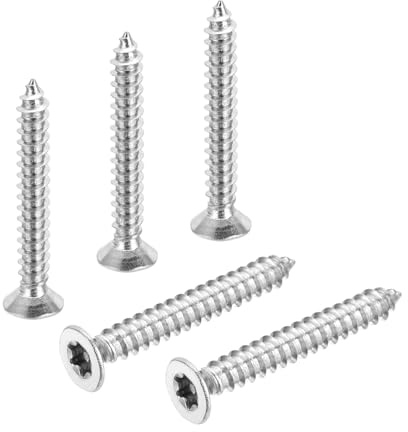 PATIKIL 100 Pcs Flat Head Torx/Star Screws, M4 x 30mm Torx Drive Self Tapping Wood Screws Stainless Steel Countersunk Tamper Proof Screw with T20 Bit for Wood Soft Metal