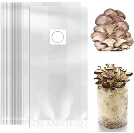 High-Yield Mushroom Cultivation Bags with VentsMushroom Spawn Grow Bags Sterilized Cultivation Storage For All Setups Moisture Retaining PP Material Temperature Resistant (10Pcs)