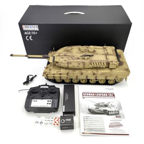 BAUBAUPLAY 1:16 Leopard 2A7 Panzer Modellbau, 2.4G Deutscher Militär mit Raucheffekten, Modellbausatz für Militärfans