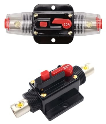 Inline Auto Leistungsschalter, Automatiksicherungshalter, Inline Auto Leistungsschalter, Sicherung KFZ Manuellen Reset Schalter, mit manueller Reset-Funktion,für Car-Audio-System-Schutz (20A)