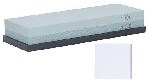 Whetstone Pebble Messer Schärfen Steinkit, 400 1000 Körnchenschärfungsstein -Seiten mit dem Brithaststein mit Nicht -Slip -Gummi -Pad.