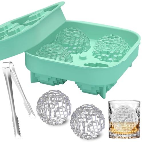 Eiswürfelform Silikon Groß Eiswürfelformen Eiswürfel Form mit Deckel | Kugel Wiederverwendbar spülmaschinenfest Eiswürfelbehälter Eingefroren Eiswürfel für Whisky Cocktails Whiskey Saft