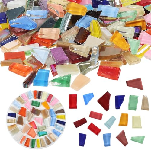 Angoily Glasmosaikfliesen 250G Bunte Mosaikstücke Zum Basteln Mit Unregelmäßigen Formen Für Diy Heimdekoration Badezimmer Küche Fotorahmen Blumentopf