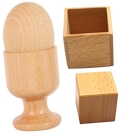 UPKOCH Jouets Éducatifs Bois Œuf et Coquetier pour Tout-Petits 2 Ensembles Taille Adaptée Développement Motricité Fine Jeu Interactif Parent-garçon et Filles