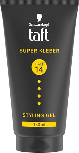 Schwarzkopf Taft Gel Super Kleber (150ml), mit Instant-Bond-Technologie | Haargel mit sofortiger Haftung für einen Klebstoff-ähnlichen Halt, schonend für Haar und Kopfhaut, veganes, Haarstyling-Gel