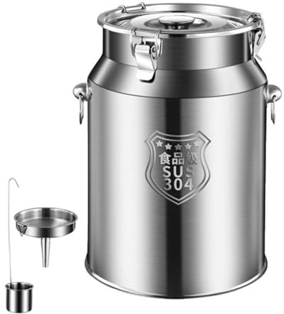 Bidone del latte in acciaio inossidabile, secchio del latte ermetico ispessito con coperchio, contenitore di stoccaggio for cucina, ristorante e casa(7L)