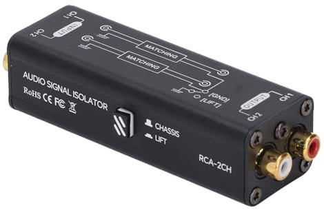 Bewinner Erdschleifen-Geräuschisolator, Brummeliminator 2CH für Konferenz-Mikrofon-Mischpult-Player, Einfach zu Bedienen und Kompakt für Radio- und TV-Tonübertragung
