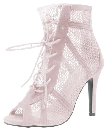 Tacones de baile para mujer, zapatos de baile con tiras de malla, elegantes sandalias de gladiador con puntera abierta, botines de tacón alto con cordones, botines sexis de aguja transpirables para