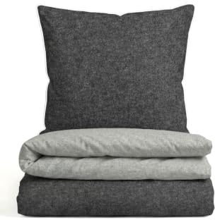 biberna Premium-Melange-Flanell Bettwäsche 155x220 cm grau – Biber 2-teilig | 100% Baumwolle, wärmend & weich | Kissenbezug 80x80 cm | Paspel & Reißverschluss | Winter-Bettwäsche Uni | Modell 0840500