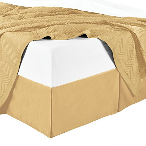 faltenfreier Plissee tailliert King Size, Rock mit 35,6 cm drop- 95 GSM, 100% Mikrofaser., Mikrofaser, gold, Volle Größe