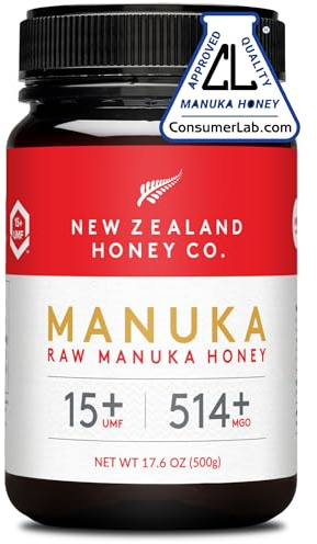 Miel de Manuka MGO 514+ UMF 15+, testé en laboratoire, brut, 500g | Haut niveau d'activité, certifié UMF 15+ et MGO, testé en laboratoire indépendant, brut et monofloral, traçable