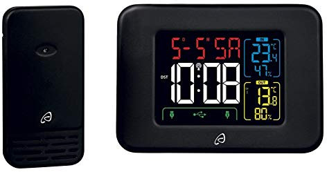 Auriol Stazione meteo radio con regolazione di ventilazione, per interno/esterno, funzione sveglia con allarme antigelo