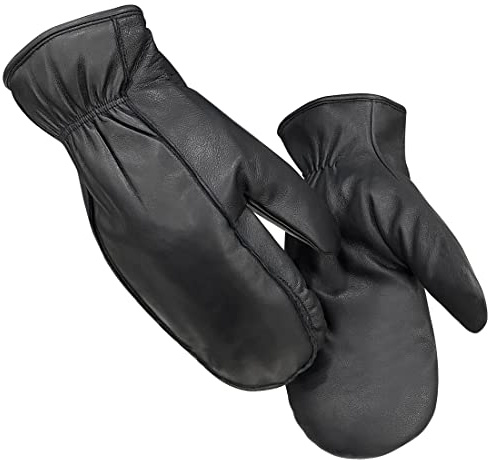 Harssidanzar Thermal Gloves Mens Lambskin Outdoor Leather Mittens Glove Thermolite Lined GM033,Black, Size L