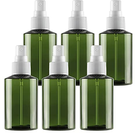 TIANZD 6 Stück Grün Leere 100 ml Kunststoff Feinen Nebel Sprühflasche mit weiß Zerstäuber Flasche Pumpzerstäuber Parfümzerstäuber Zerstäuberflasche Reise Flakons, 1x Trichter