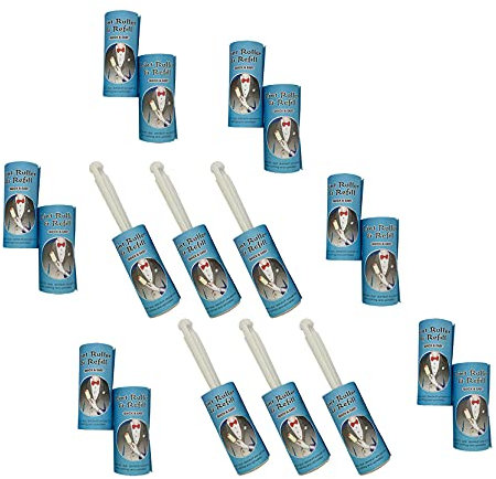 ILODA 6X Fusselroller mit 12 Ersatzrollen, selbstklebend, Fusselrolle für Kleidung und Polstermöbel, Flusenrolle, Kleiderolle, Fussel Klebrolle, Tierhaare entfernen, Tierhaarrolle