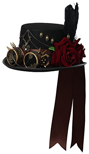 BLESSUME Zylinder Hut mit Brille for Karneval, Halloween (L, Schwarz 3)