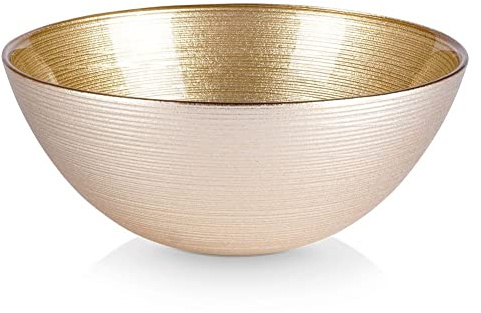 Vilde Schüssel Glasschüssel Salatschüssel Schälchen für Salate aus Glas | Gold rund 15 cm 600 ml