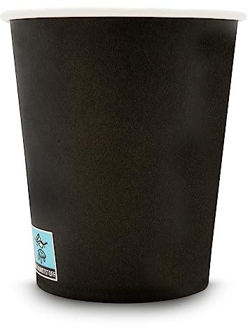 WELLSACUP 1000 Stück Pappbecher 180 ml, Schwarz, geeignet für Heiß- und Kaltgetränke, Coffee to Go, Business, Veranstaltungen, Party