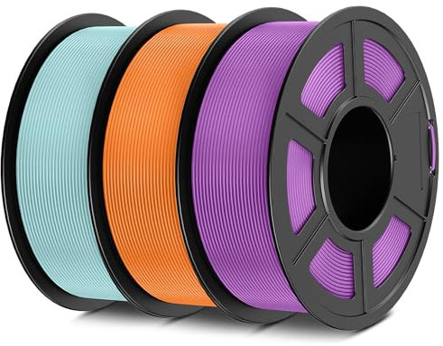 SUNLU 3D Printer Filament Bundle Multicolor, Matte PLA Filament 1.75mm, Neatly Wound PLA 3kg, 1kg per Spool, 3 Pack, Individually Vacuum Packed, 3 Colors, Purple+Orange+Powder Blue