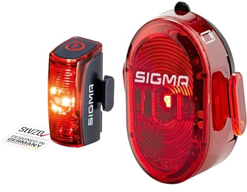 SIGMA SPORT - Infinity | LED Fahrradlicht mit 16h Leuchtdauer | StVZO zugelassenes, akkubetriebenes Rücklicht & Nugget II Fahrradbeleuchtung, Rot, One Size