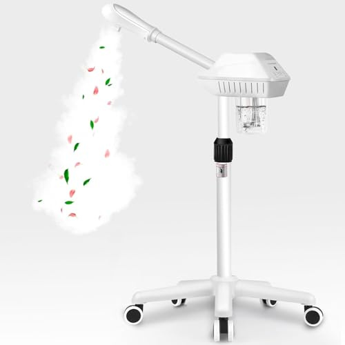 Professional Facial Steamer for Deep Cleansing and Hydration, Ozone Spa Face Steamer on Wheels, Adjustable Height and Angle,Estheticians Steamer More Steam,Suitable for Beauty, Spa and Home Use