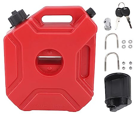 XTevu 5L 1.3 Galones Tanque de Combustible Contenedor de Gasolina de Gas Rojo para Automóviles Motocicletas UTV ATV Vehículos Todoterreno, Lata de Gas de Petróleo Tanques de (with Bracket)