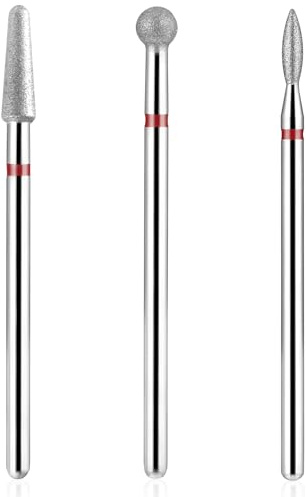 Qianyu Lot de 3 forets à ongles - Fraise à ongles - Embouts de nettoyage des cuticules - Embout professionnel pour polissage des ongles en gel acrylique - Outil de manucure et pédicure pour le salon à