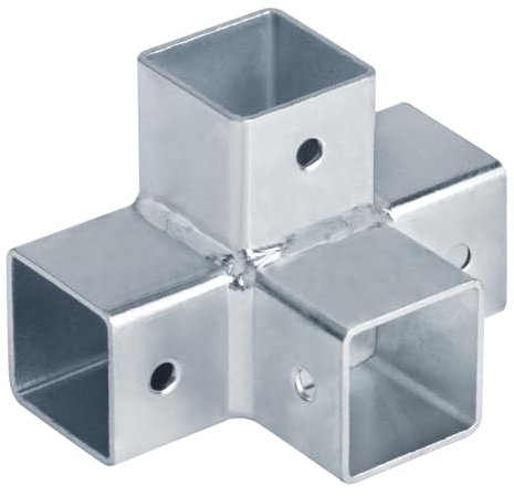 4 connettori per tubi quadrati da 2,5 x 2,5 x 2,5 cm, 4 vie, raccordi strutturali per tubi quadrati a 90 gradi, recinzioni, corrimano, corrimano, binari di guardia, morsetti, spessore 1,2 mm