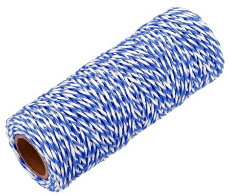 QUARKZMAN Baumwollseil Gedrehtes Geflochtenes Seil, Blau Weiß 50m/55 Yard 1,5mm Durchmesser für Wandbehang, Pflanzenaufhänger, Stricken, Makramee-Knoten