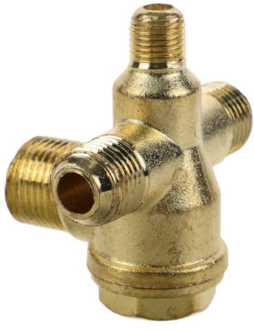 Veemoon Copper 4 Way Check Valve Dual Pipe Non-Return Air Compressor Valve Accessory Tool Pneumatic Threaded Connector for -Free Compressors