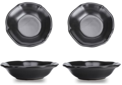 XinHuiGY Matte Keramik-Dip-Sauce-Gerichte, schwarze Sushi-Sojasauce-Dip-Schalen, Vorspeisenteller mit unregelmäßigem Rand, Beilagenteller für die Einweihungsparty in der Küche