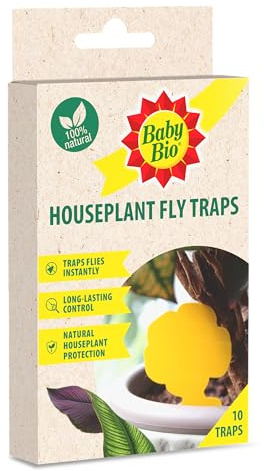 Baby Bio Fungus Gnat Sticky Traps for Houseplants 10 Pack | Yellow sticky traps for fungus gnats, aphids and whitefly, pesticide free, child and pet friendly