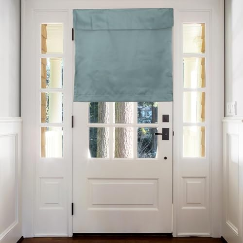 sourcing map Blackout Door Curtains, French Side Door Window Curtain for Privacy, Glass Patio Front Doors Sidelight Tie Up Shade, Light Blue, 26 x 28, 1 Panel