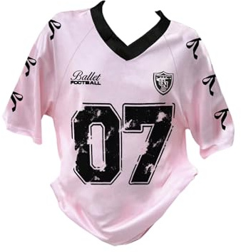 GORGLITTER Girl's Number Jersey Shirts Oversized Bow Graphic Tees V Neck Half Sleeve Going Out Tops Age 8-12 Years Pink 12 Years