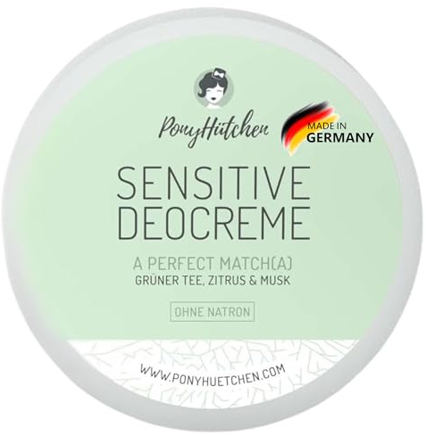 PonyHütchen - sensitive Deocreme ohne Natron - Feste Deo Creme natronfrei vegan, ohne Alu & Tierversuche - Unisex Antitranspirant Naturkosmetik made in Germany - fürs Handgepäck - A Perfect Match(a)