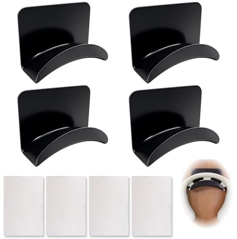 4 Pièces Support Casque Gamer Bureau avec Adhésif Fort, Porte Casque Gaming et Repose Casque pour Bureau, Murs, Verre, Compatible avec la Plupart des Casques de Jeu et Support de Casque Audio Durable