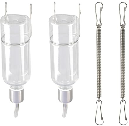 Wellrun 2 Pack Rabbit Water Bottle 180ml,Hanging Small Animal Drinking Dispenser,Automatic Water Feeder for Hamster,Chinchilla,Guinea Pig,Bunny