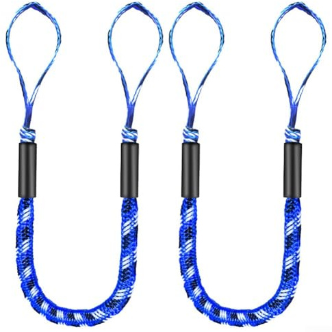 Yuanpgky Corde d'amarrage pour ski, bateau – Ligne de quai élastique de 1,2 m extensible jusqu'à 1,7 m, résistance à la traction de 1 043,3 kg, noyau en latex élastique avec polyéthylène (bleu noir