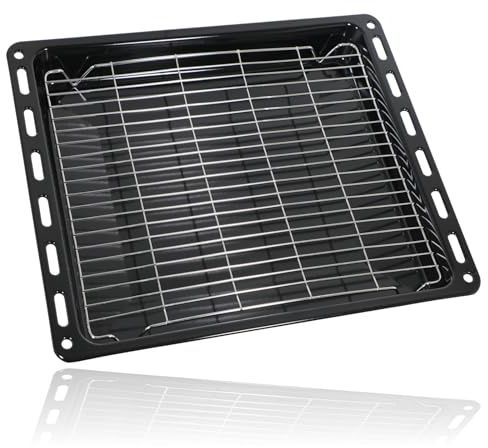 SPARES2GO Universal Oven Grill Tray Shelf Pan Base and Grid Rack 465mm x 375mm x 40mm Deep 3532458043